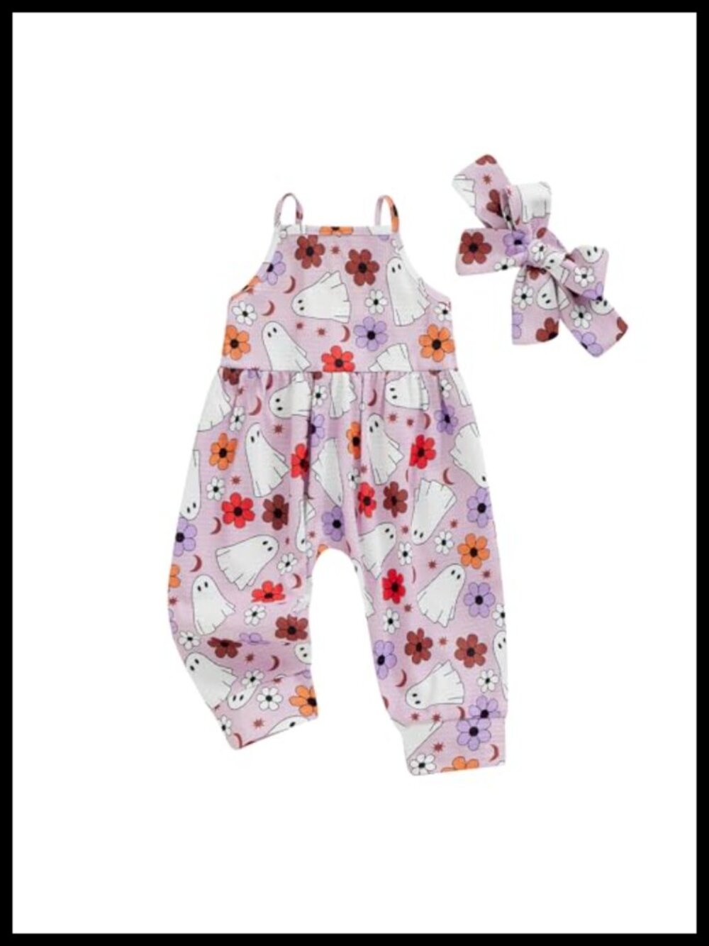 Toddler Girls Halloween Pumpkin Romper Sleeveless Bubble Jumpsuit with Headband